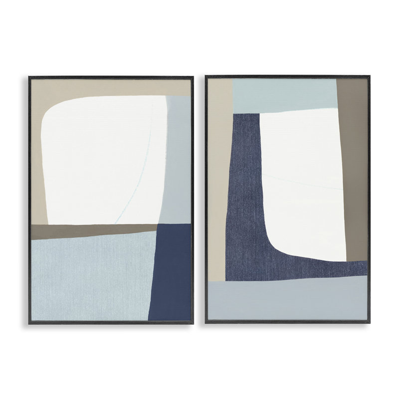 Ensemble de 2 giclées encadrées Minimal Natural Flow, design par Hannah Dawson, H 18 po x l 24 po