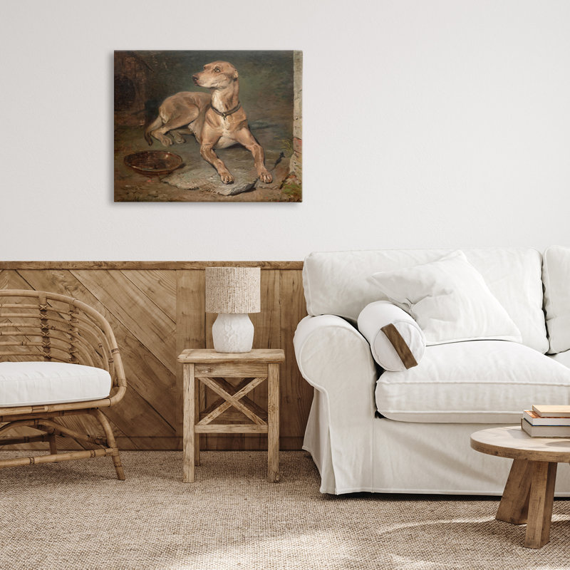 Chien historique et toile de bol, design par Lil 'Rue, H 16 po x l 20 po