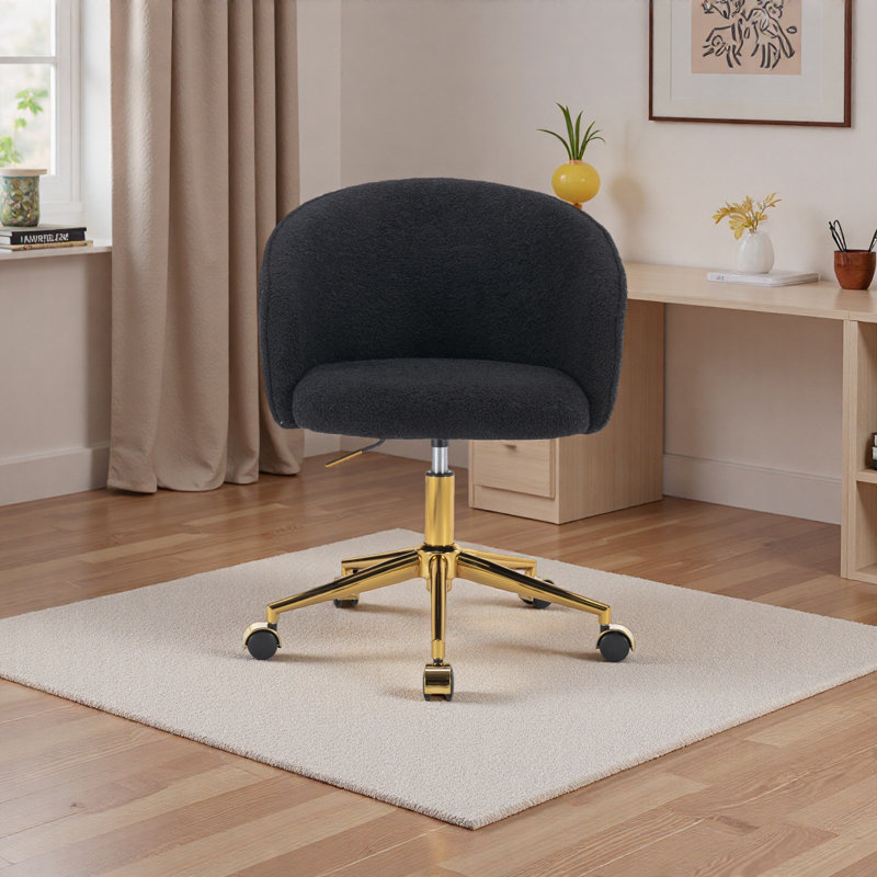Golden Foot Office Chair, Modern Armchair, Height Adjustable, Rotary Cosmetic Chair, Black