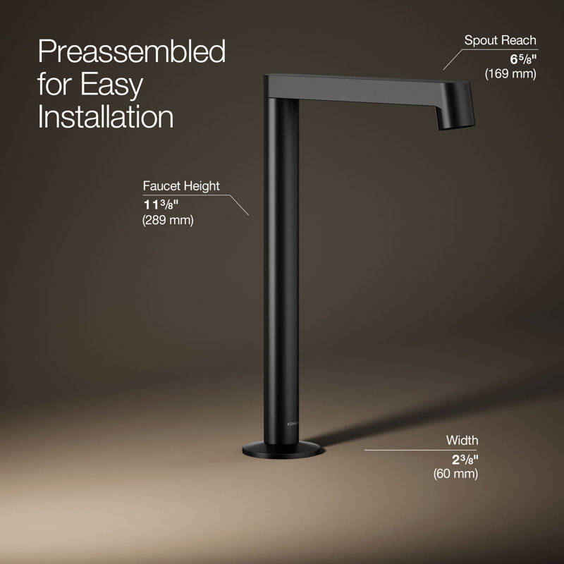 Components Tallbathroom Sink Spout with Row Design, Matte Black