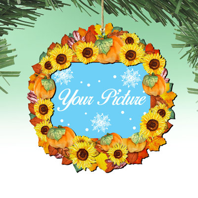 Flower Fall Thanksgiving Wreath Picture Ornament