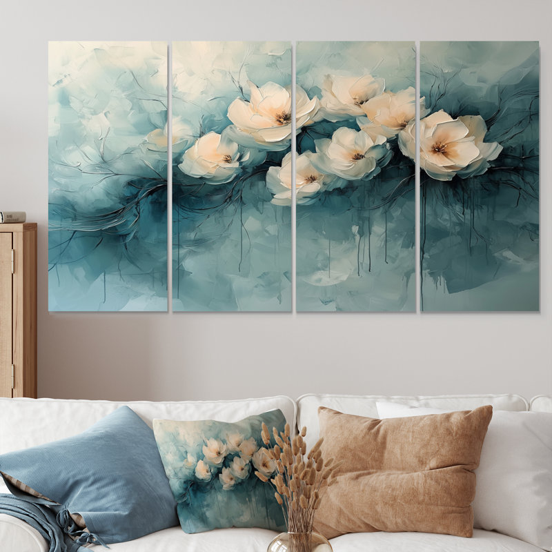 Huckaby - pivoines, art mural - ensemble d'art mural Tradi, H 28 po x l 48 po, 4