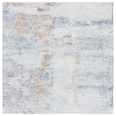Dumfries Hand Tufted Wool/Viscose Pile Abstract Rug in Light Blue/Ivory