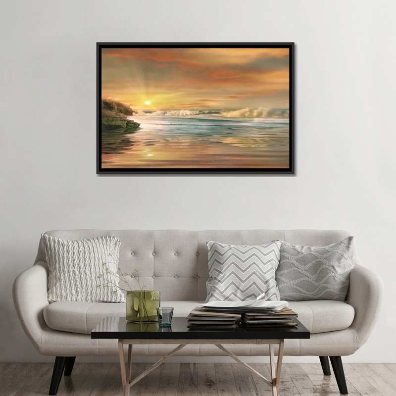 " Sundown " by Mike Calascibetta, 18" H x 26" W x 1.5" D, No Mat, Black Framed Canvas