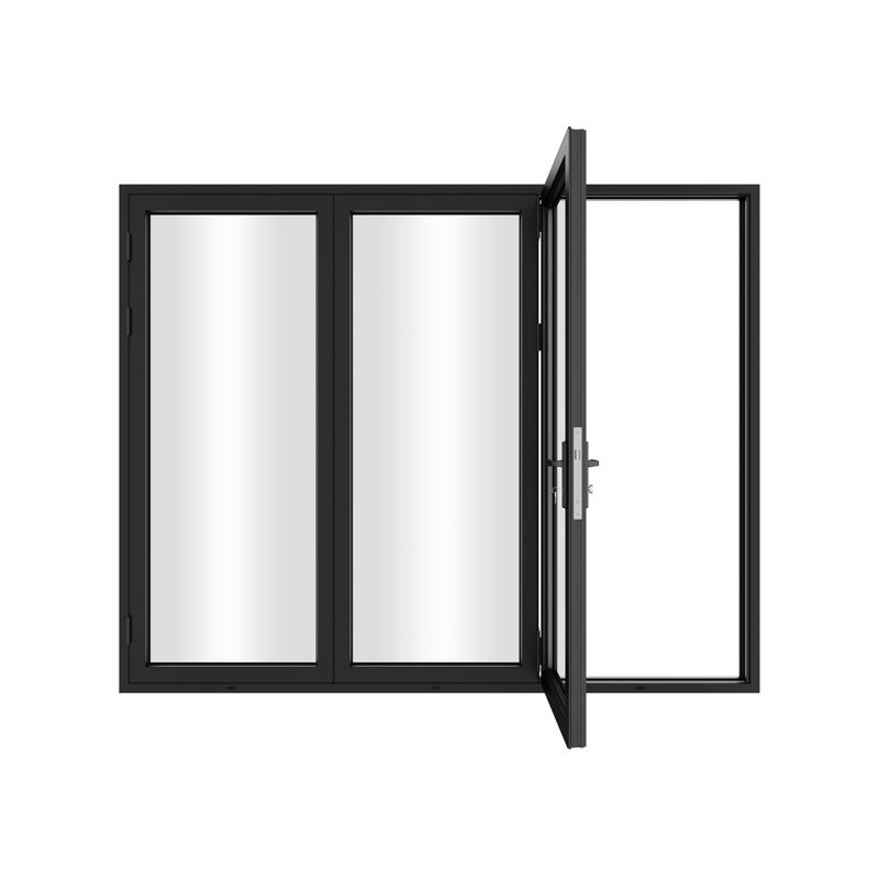 Porte de patio pliante en aluminium à 3 panneaux de 96 po de largeur KaMic VersaFold, L 96 po x H 96 po, Noir
