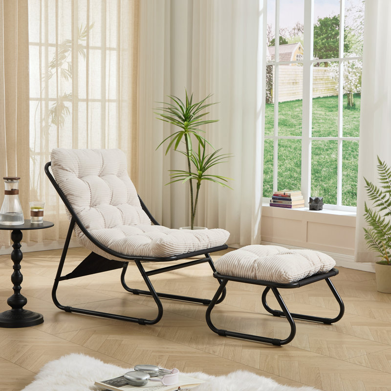 Méridienne avec repose-pieds, Blanc