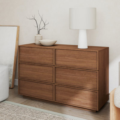 Abbate 47.2" W Wooden 6-Drawer Dresser, Modern Chest of Drawers