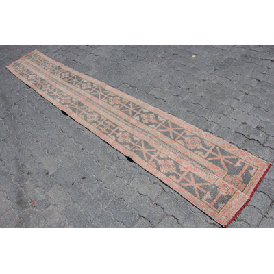 Antique Turkish Patchwork Runner Rug - Red and Colorful Oriental Vintage Kitchen Rug