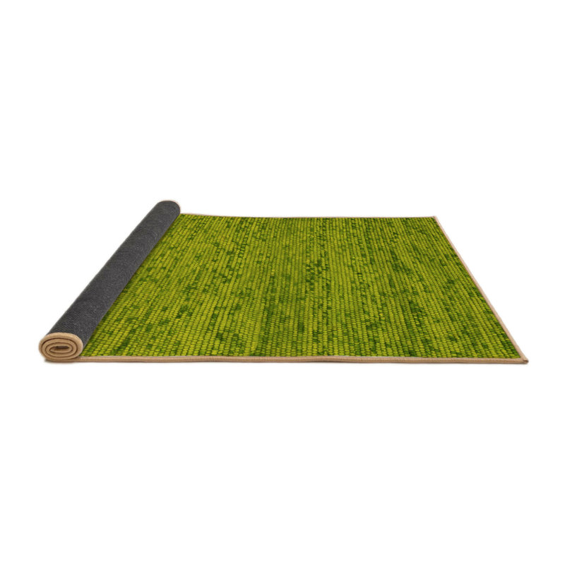 Tapis rond jaune en laine et polyester tissé à la machine Avignon 8 pi