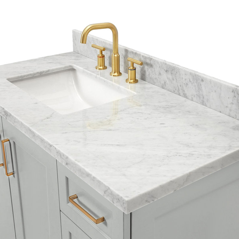 ARIEL TAYLOR 43 IN RIGHT OFFSET RECTANGLE SINK VANITY, Left, Gray, Rectangle