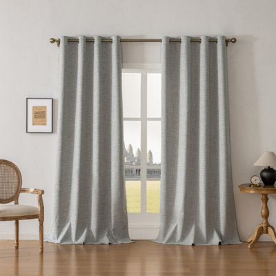 Leming 100% Polyester Burlap Blackout Curtains for Bedroom Grommets Curtains 2 Panels Set