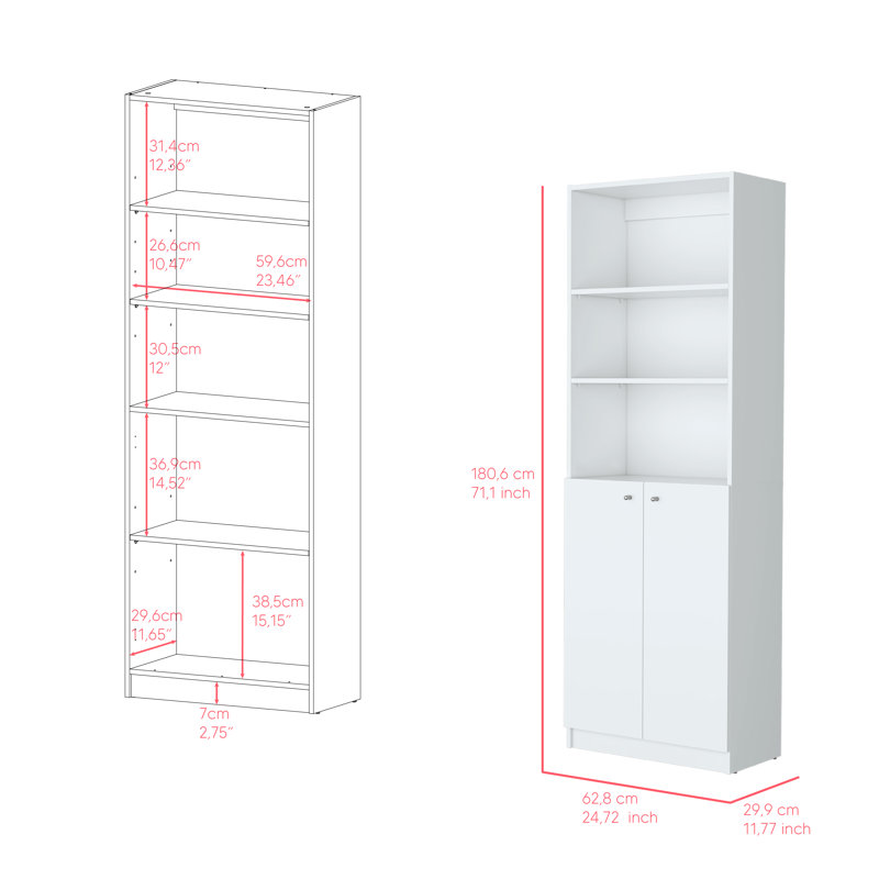 Clawson 4 Piece Living Room Set with 4 Bookcases, White