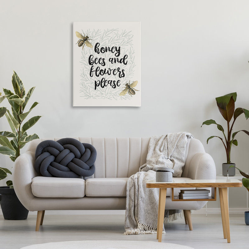 Toile d'abeilles et de fleurs s'il vous plaît, design par Lil 'Rue, H 40 po x l 30 po