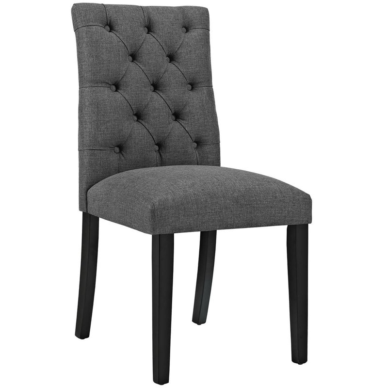 Modway Duchess Button Tufted Fabric Dining Chair, Gray, 1