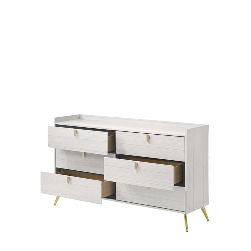 Commode 6 tiroirs Zeena, finition blanche