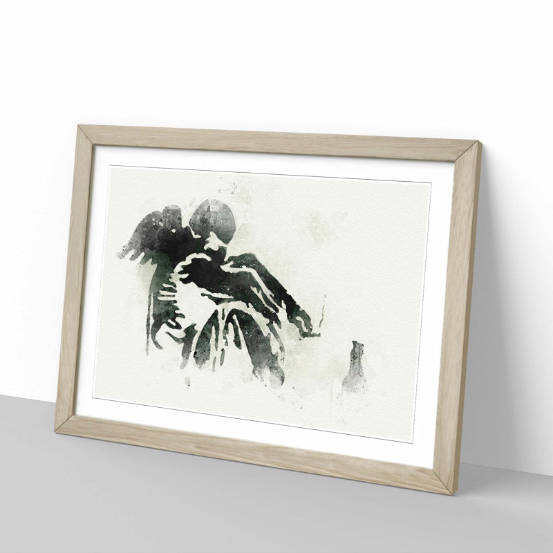 Drunken Angel by Banksy - Picture Frame Graphic Art Print, Oak Framed, 27cm H x 36cm W x 2cm D