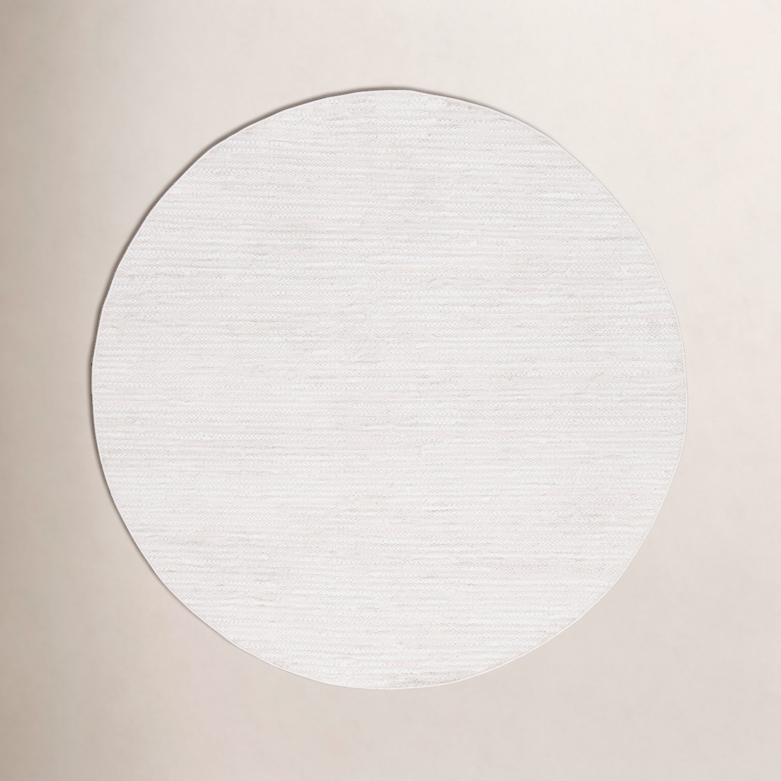 Garret Ivory Beige Hand-Woven Flatweave Rug, Round 6'
