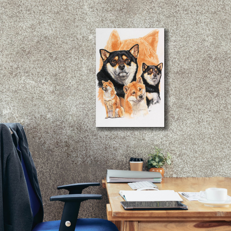 «Shiba Inv + Ghost» par Barbara Keith, art mural sur toile, H 26 po x l 18 po x P 0,75 po