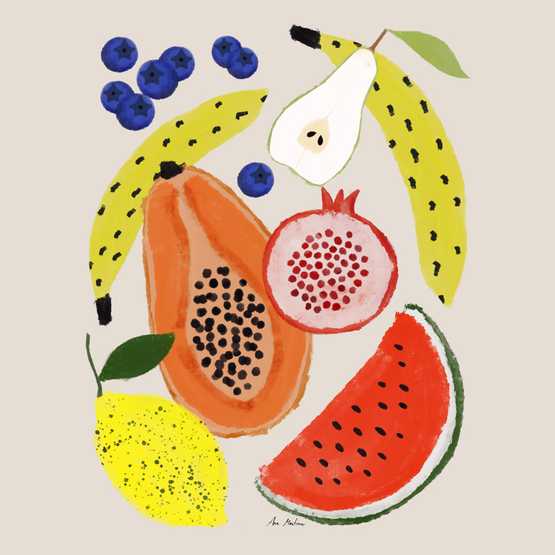 Acrylique fruits par El Buen Limon - impression d'un seul cadre, Toile encadrée noire, Non, H 12 po x l 12 po x P 2 po