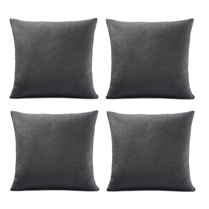Nalaiyah Velvet Chenille Cushion Covers with Filler Pads, Slate