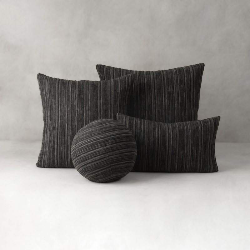 Luxe Stripe Orb Woven Accent Pillow Cover & Insert, Black