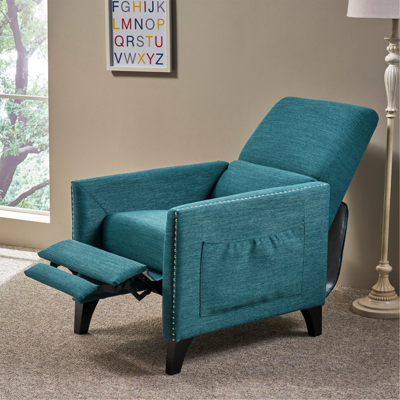 Push-Back Recliner With Stylish Details For Ultimate Relaxation, Teal