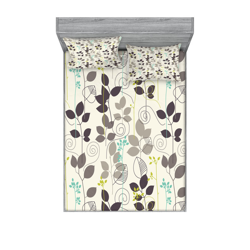 Drap-housse à motif floral Ambesonne, Ensemble de draps pour très grand lit californien
