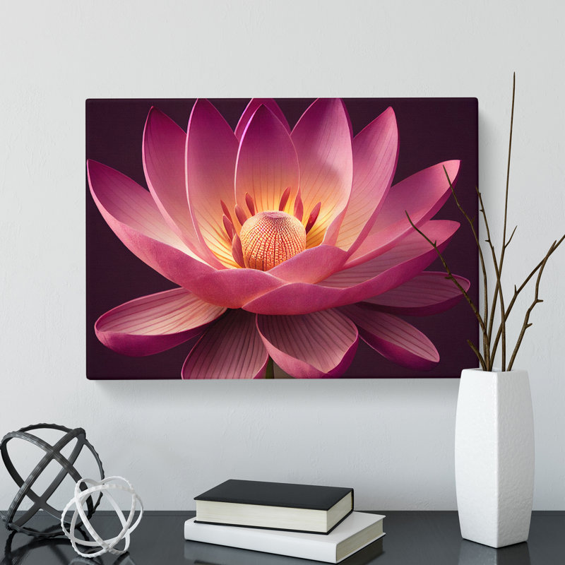 Dashing Lotus Flower - Wrapped Canvas, 50cm H x 76cm W x 3cm D