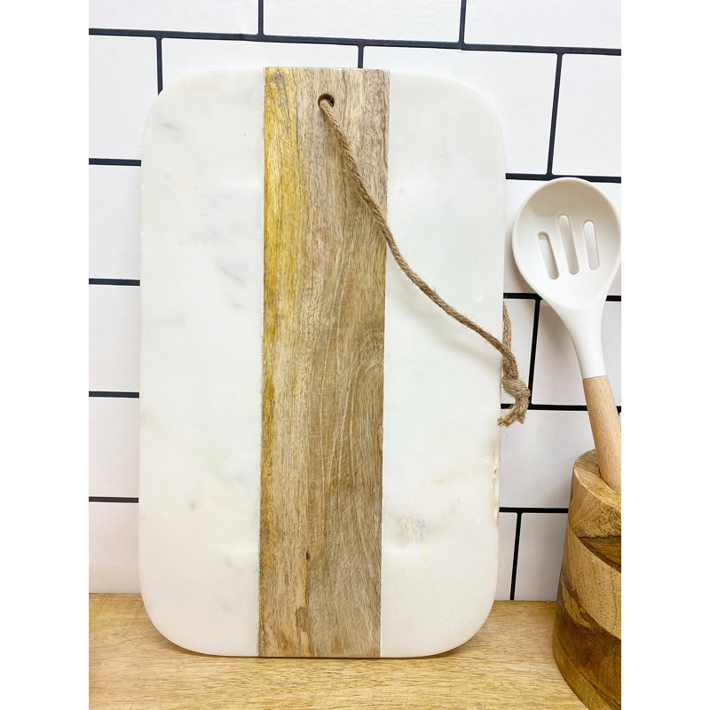 Wood And Marble Large Chopping Board, 23 W cm x 38 L cm