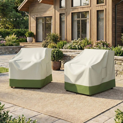 2-Piece Premium 600D Oxford Fabric Outdoor Furniture Cover Set with Handles