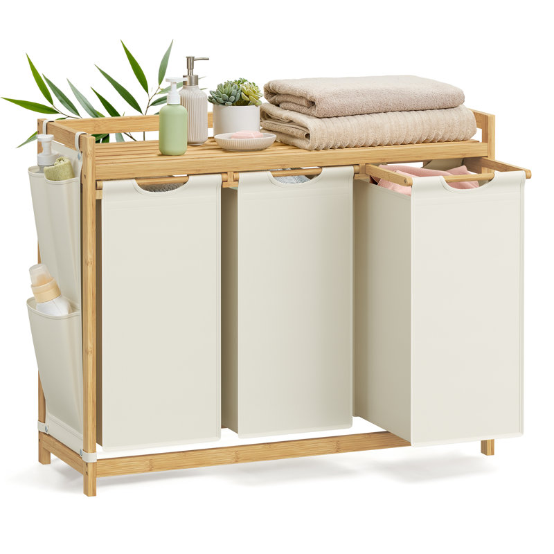 Fabric Laundry Sorter with Handles, Cream White