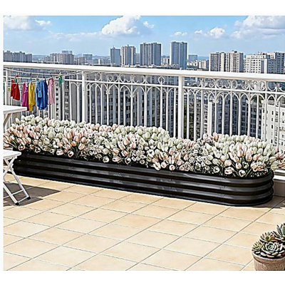 Metal Planter,Metal Planter Box with Safety Edging,Galvanized Raised Garden Bed Kit