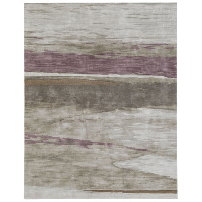 Horizon Rug: Modernist Hand Tufted Rug in Natural/Mauve Rug