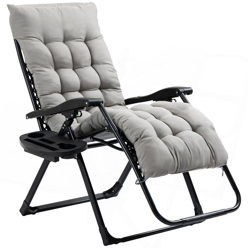 Fauteuil inclinable inclinable avec coussin rembourré Outsunny Zero Gravity, Gris