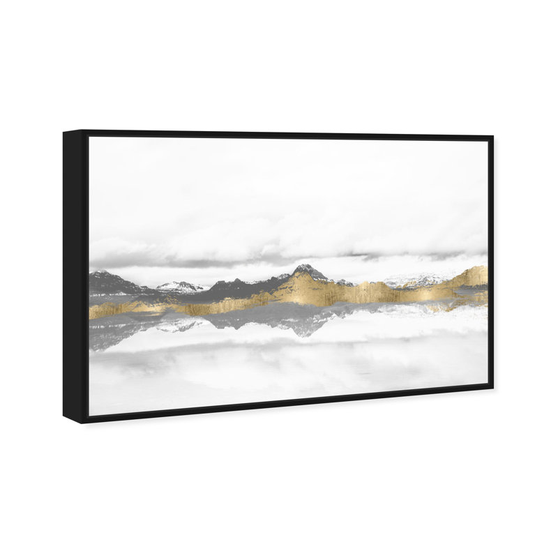 «Abstract Stood Still and Wondered Gold Mountains», reproduction d'art graphique sur toile tendue, H 36 po x l 54 po, Noir