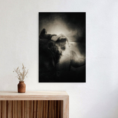 Woman And Whale Dream Dramatic Ethereal Mystical Whale Ocean Wall Art Print 1 Piece Wrapped Canvas Wall Art