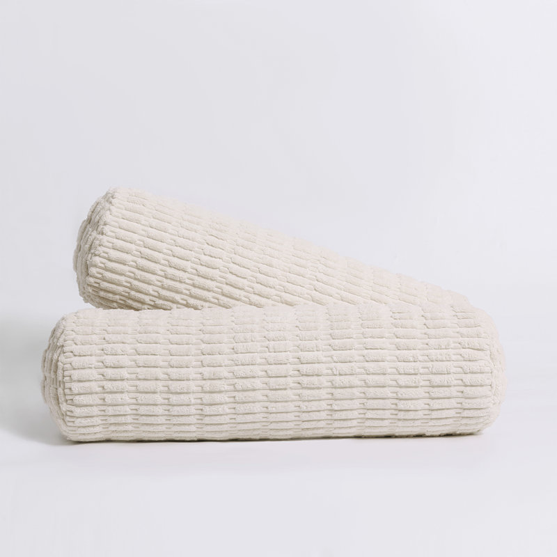 Set Of 2 Round Roll Cylinder Bolster Decorative Throw Pillow For Bed Sofa Couch, Beige