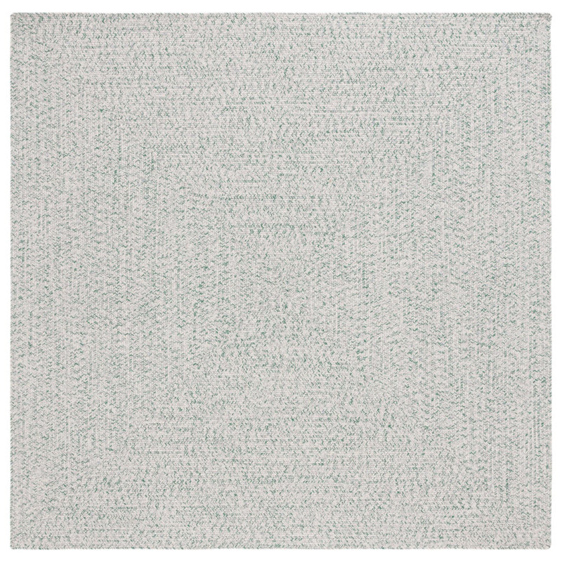 Tapis bleu foncé / ivoire tissé à la main Trombetta, Ivory/Green, Carré 4 pi