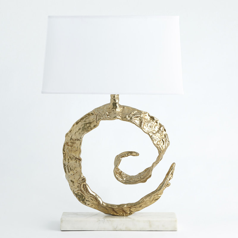 Swirl Lamp, Brass/White