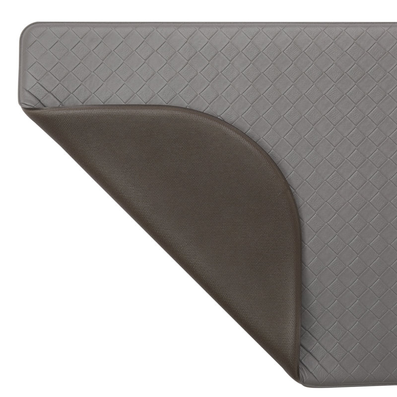 Gray 48" PVC Basketweave Anti-Fatigue Kitchen Mat