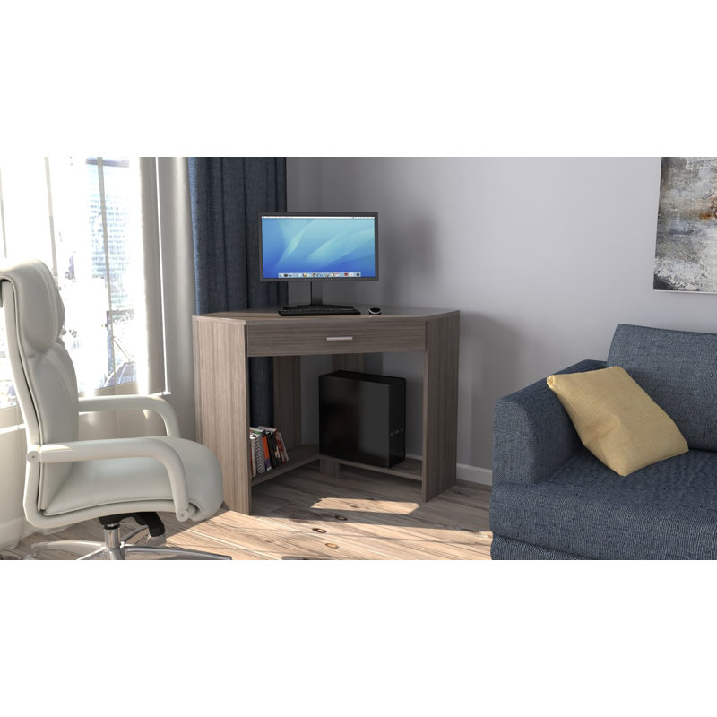 Botakoz Corner Computer Desk, Brown
