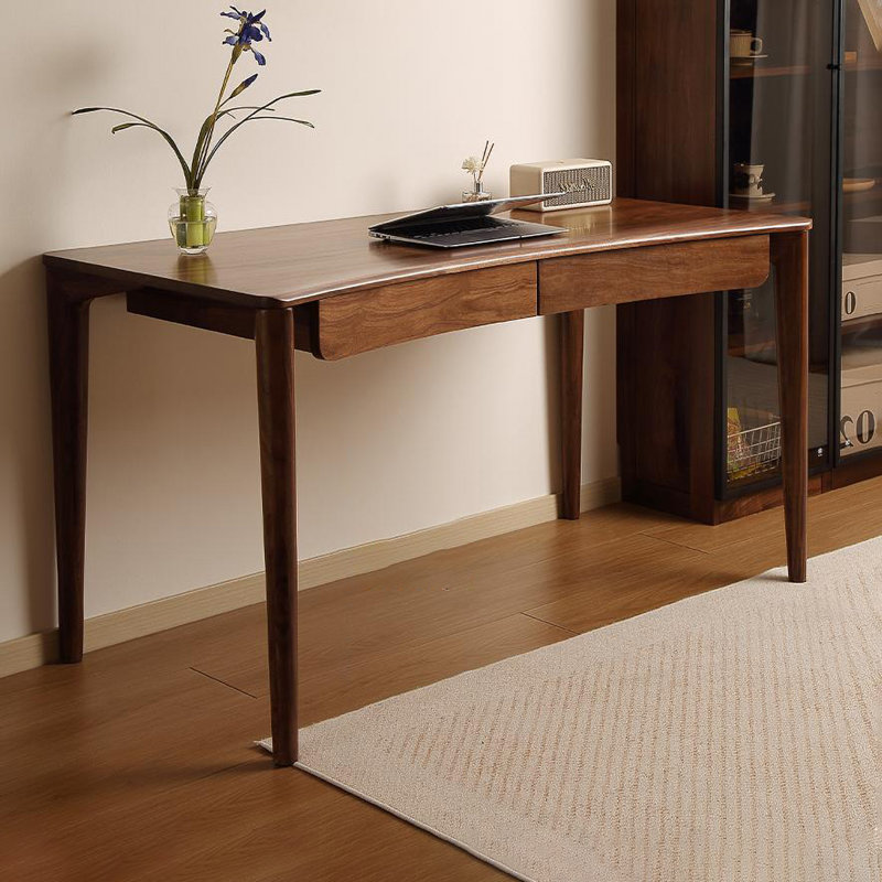 Bureau rectangulaire brun en bois massif minimaliste, H 29,53 po x l 62,99 po x P 27,56 po
