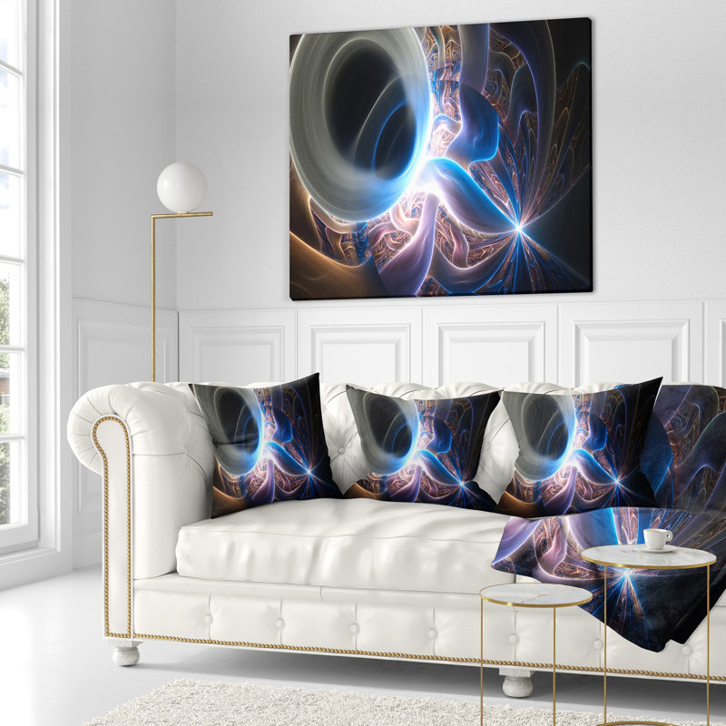 Glowing Blue Silver Plasma - Abstract Printed Pillow, 16" x 16", Throw Pillow