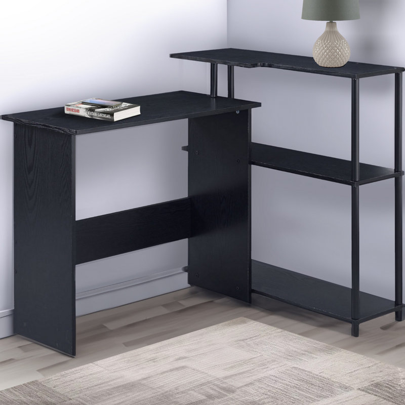 Writing Desk, 34" H x 42" W x 32" D, Black/Black