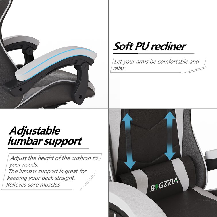 Bigzzia Gaming Chair with Footrest, Computer Chair with Lumbar