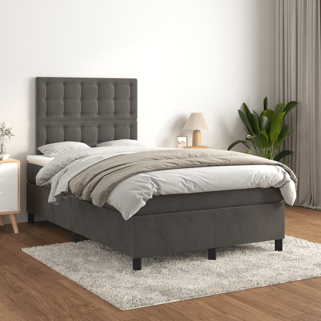 Vidaxl Boxspringbett Mit Matratze Hellgrau 120X190 Cm Samt