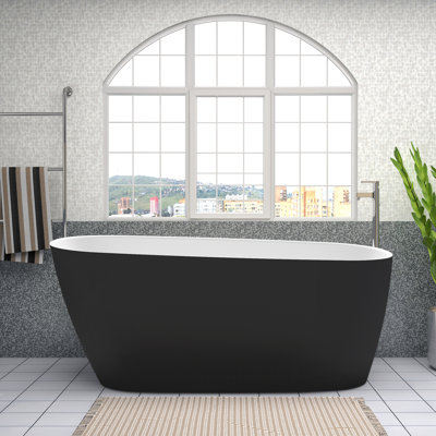 58.5'' x 28.08'' Freestanding Soaking Acrylic Bathtub
