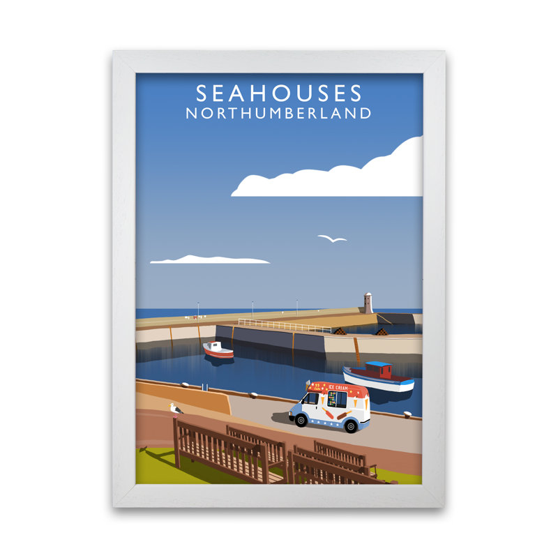 Seahouses Northumberland by Richard O'Neill - Single Picture Frame Print, 594 cm H x 42 cm W, White