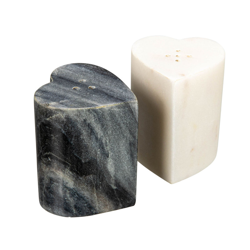 Heart-Shaped Marble Salt And Pepper Shakers