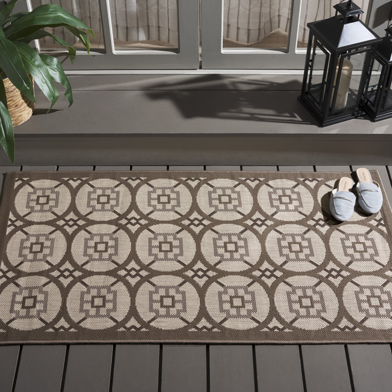 Tapis beige à motif géométrique Herefordshire, Rectangle 2 pi 7 po x 5 pi